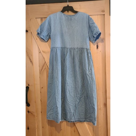 Blue Buttoned Puff Sleeve Sundress - Picture 2 of 15